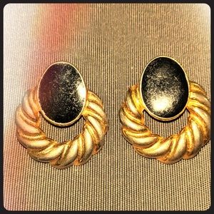 Black, gold & silver earrings.